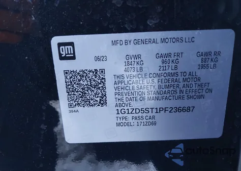 2023 Chevrolet Malibu Fwd 1Lt from USA, damaged, VIN 1G1ZD5ST1PF236687